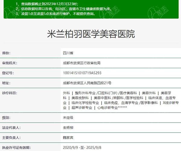 四川米兰柏羽医学美容医院资质 四川米兰柏羽医学美容医院资质