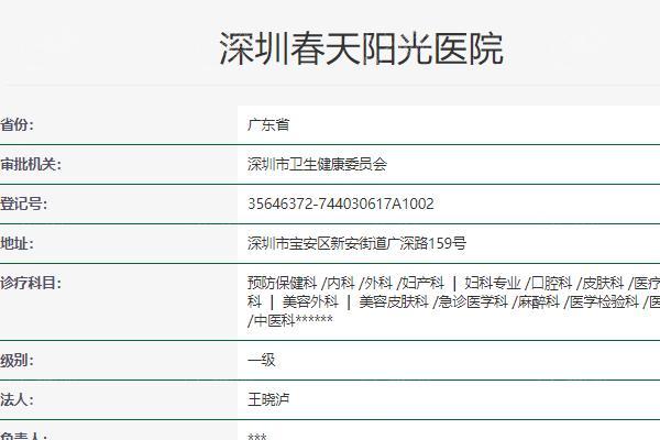 深圳春天阳光整形美容医院怎么样?连锁6家分享实力医生和各院地址
