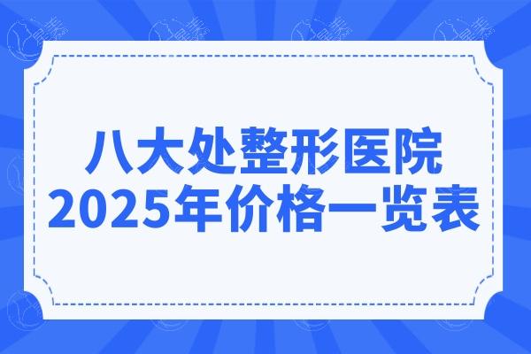 八大处整形医院2025年价格一览表:眼鼻胸|祛眼袋|拉皮|私密整形等费用大全
