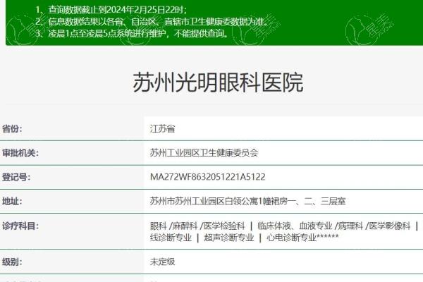 苏州光明眼科医院地址在哪里