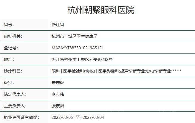 杭州西湖朝聚眼科医院地址在西湖区:可做近视眼/白内障/干眼症等多种眼病手术