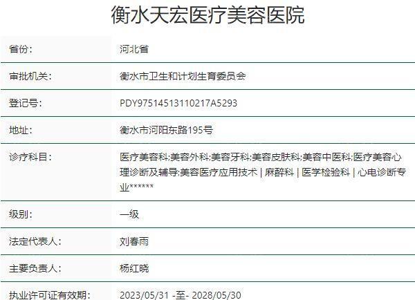 衡水天宏医疗美容医院 2025 年价格表流出，隆胸、玻尿酸、热玛吉、磨骨收费不贵！