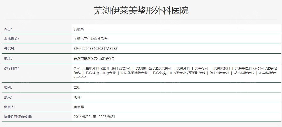 安徽芜湖伊莱美整形医院怎么样？正规资质做项目很靠谱！